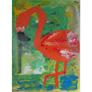 Keilrahmen 60x80 cm.
Titel: Flamingo.