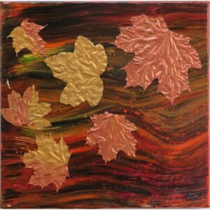 Keilrahmen 30x30cm.
Titel: Herbstlaub.