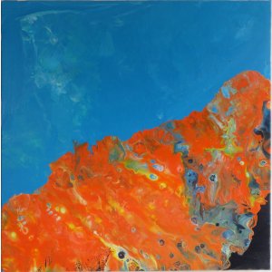 Keilrahmen 60 x60 cm.
Titel: Blau/Orange