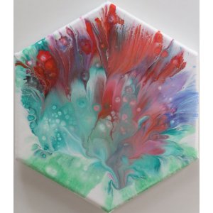 Keilrahmen Sechseck 10 cm.
Ohne Titel.