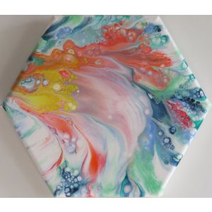 Keilrahmen Sechseck 10 cm.
Ohne Titel.