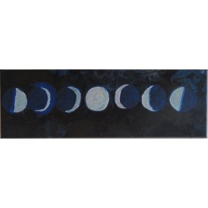 Keilrahmen 20x50cm.
Titel: Mondphasen.