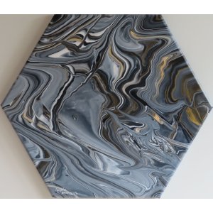 Keilrahmen Sechseck 25 cm.
Titel: Schwarz,Weiß,Gold.