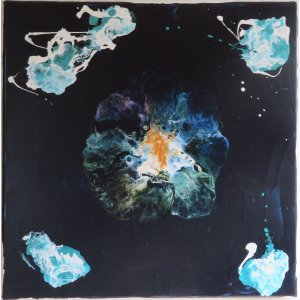 Keilrahmen 50x50cm 
Titel: Sternen Kolision.