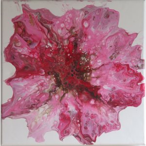 Keilrahmen 50x50 cm.
Titel: Rosa Explosion.
