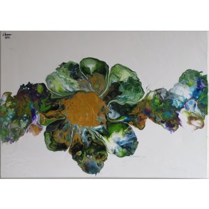 Keilrahmen 50x70cm.
Titel: Abstrakt Blumenband.