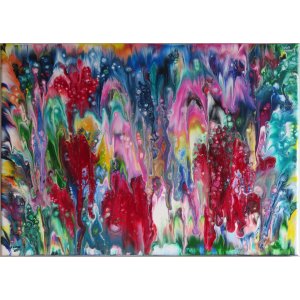 Keilrahmen 50x70cm.
Titel: Abstrakt Sommer Wiese.